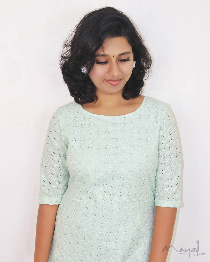 Pista Green Cotton Hakoba Kurta
