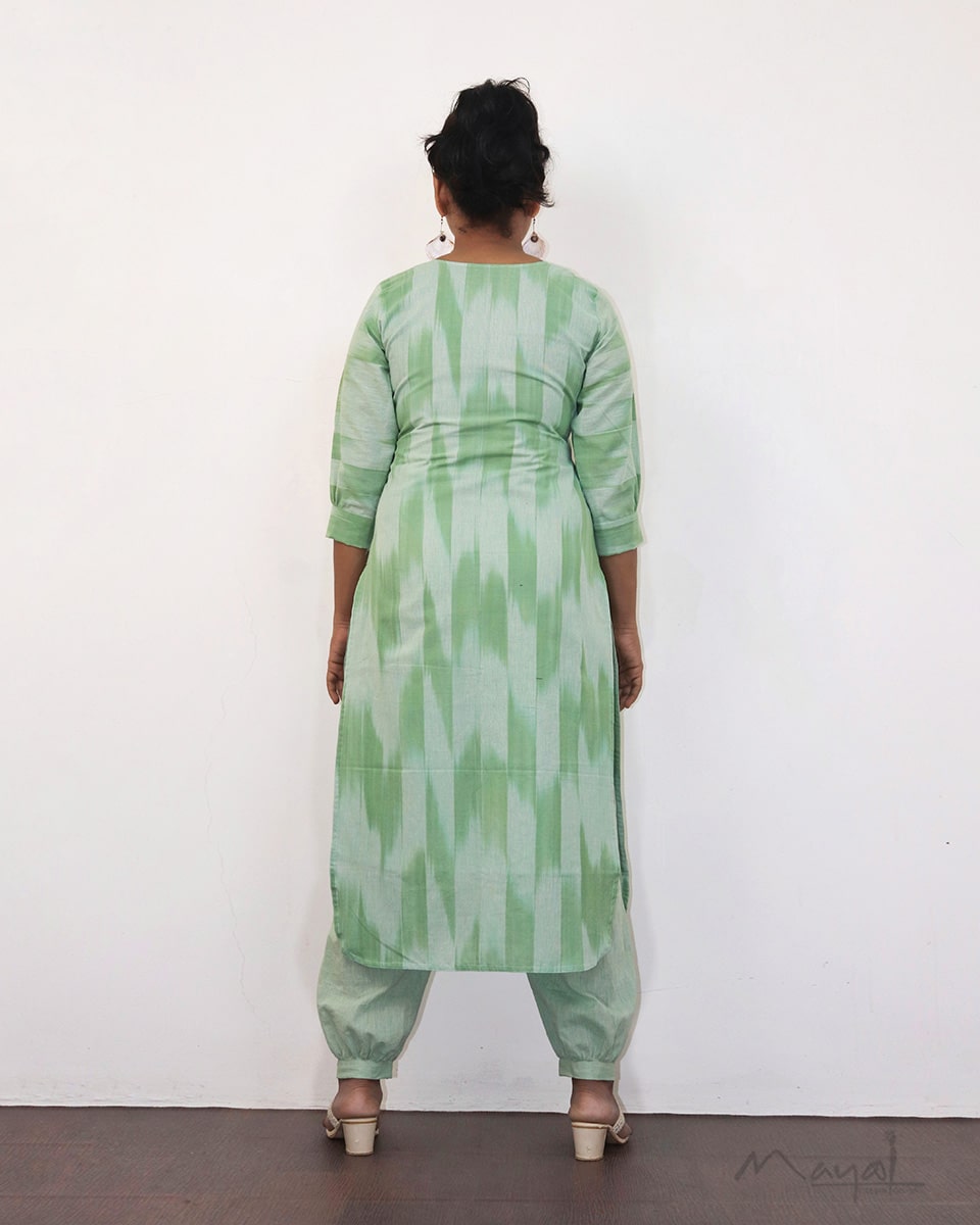 Sea Foam Green Patterned Cotton Kurta