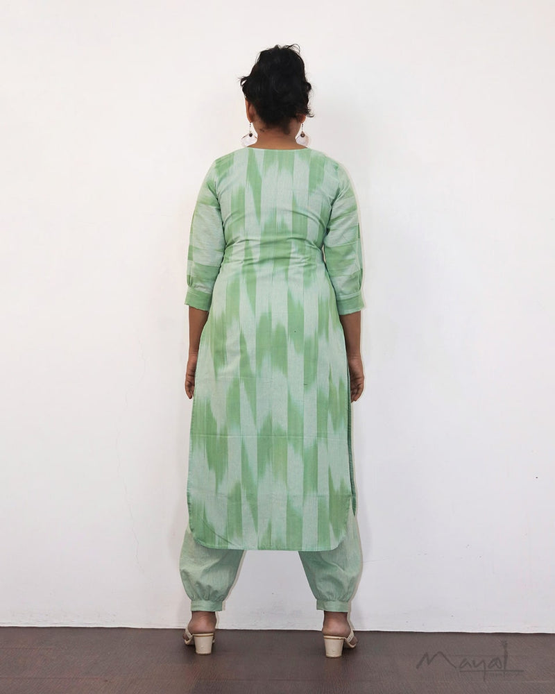 Sea Foam Green Patterned Cotton Kurta