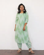 Sea Foam Green Patterned Cotton Kurta