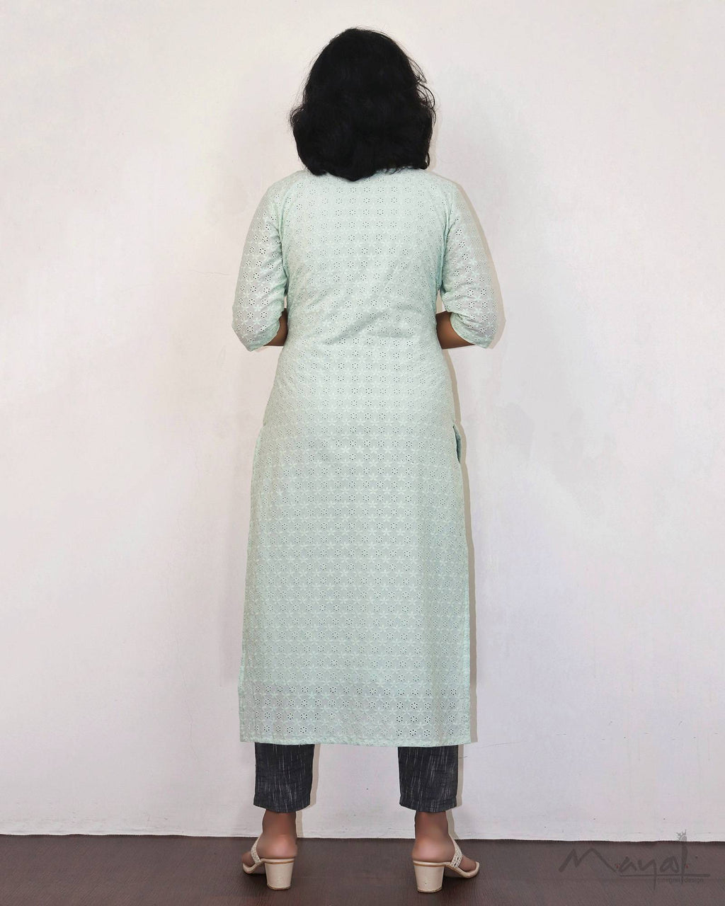 Pista Green Cotton Hakoba Kurta