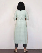Pista Green Cotton Hakoba Kurta
