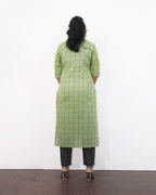 Green Checks Cotton Kurta