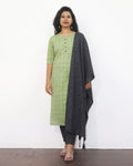 Green Checks Cotton Kurta