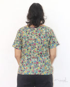 Green Multicolour Printed Cotton Short Top
