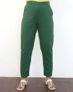 Plain Green Cotton Formal Fit Pant