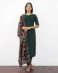 Green Solid Silk Cotton Kurta