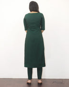 Green Solid Silk Cotton Kurta