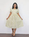 Green Batik Cotton Fit & Flare Dresses