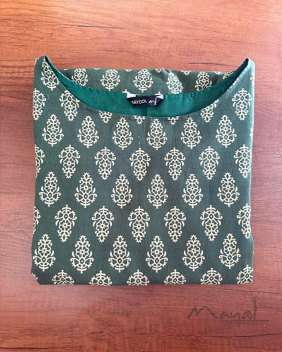 Green Printed Naira Cut Cotton Short Top