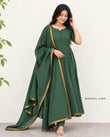 Green Handloom Cotton Anarkali Dresses