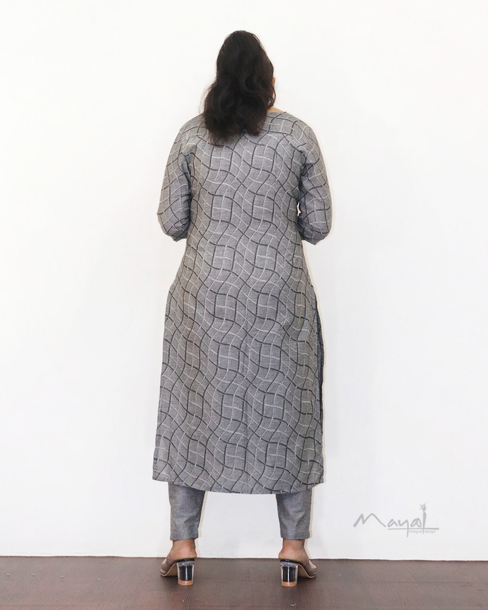 Light Grey Jacquard Cotton Kurta