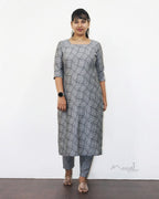 Light Grey Jacquard Cotton Kurta