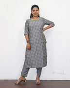 Light Grey Jacquard Cotton Kurta