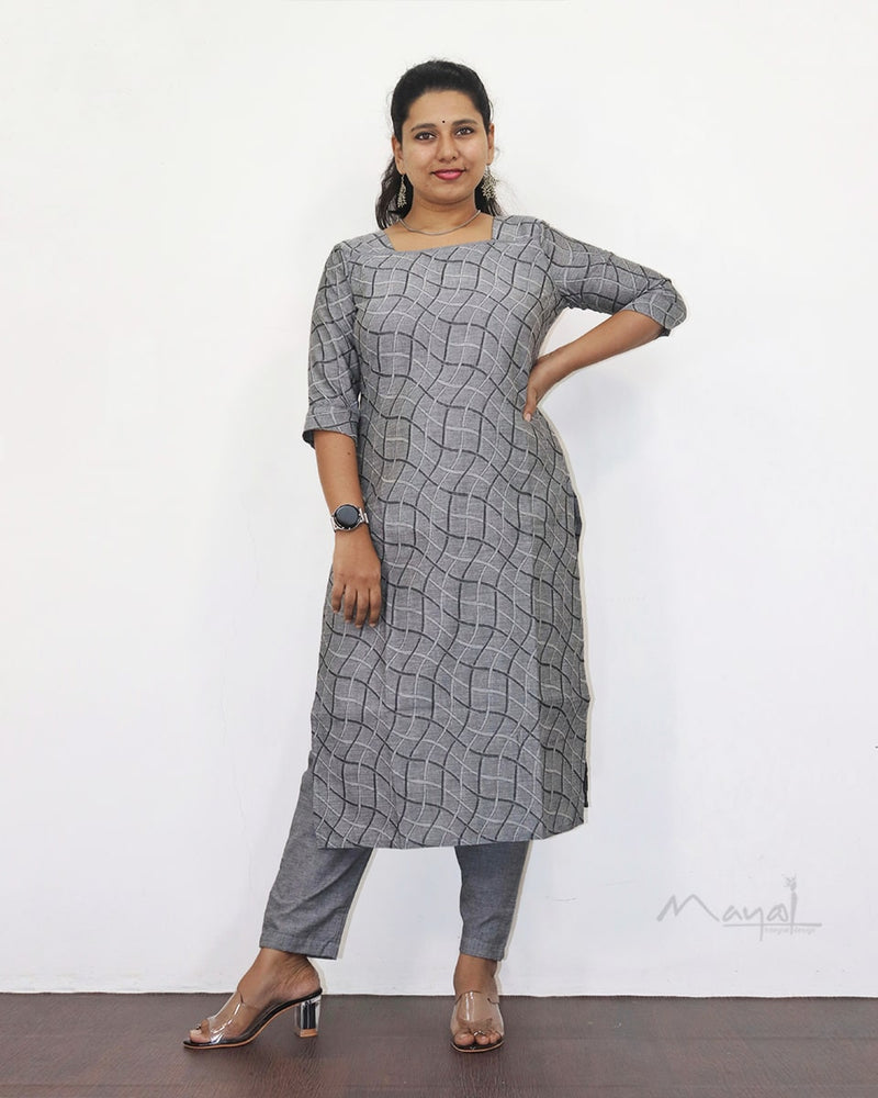 Light Grey Jacquard Cotton Kurta