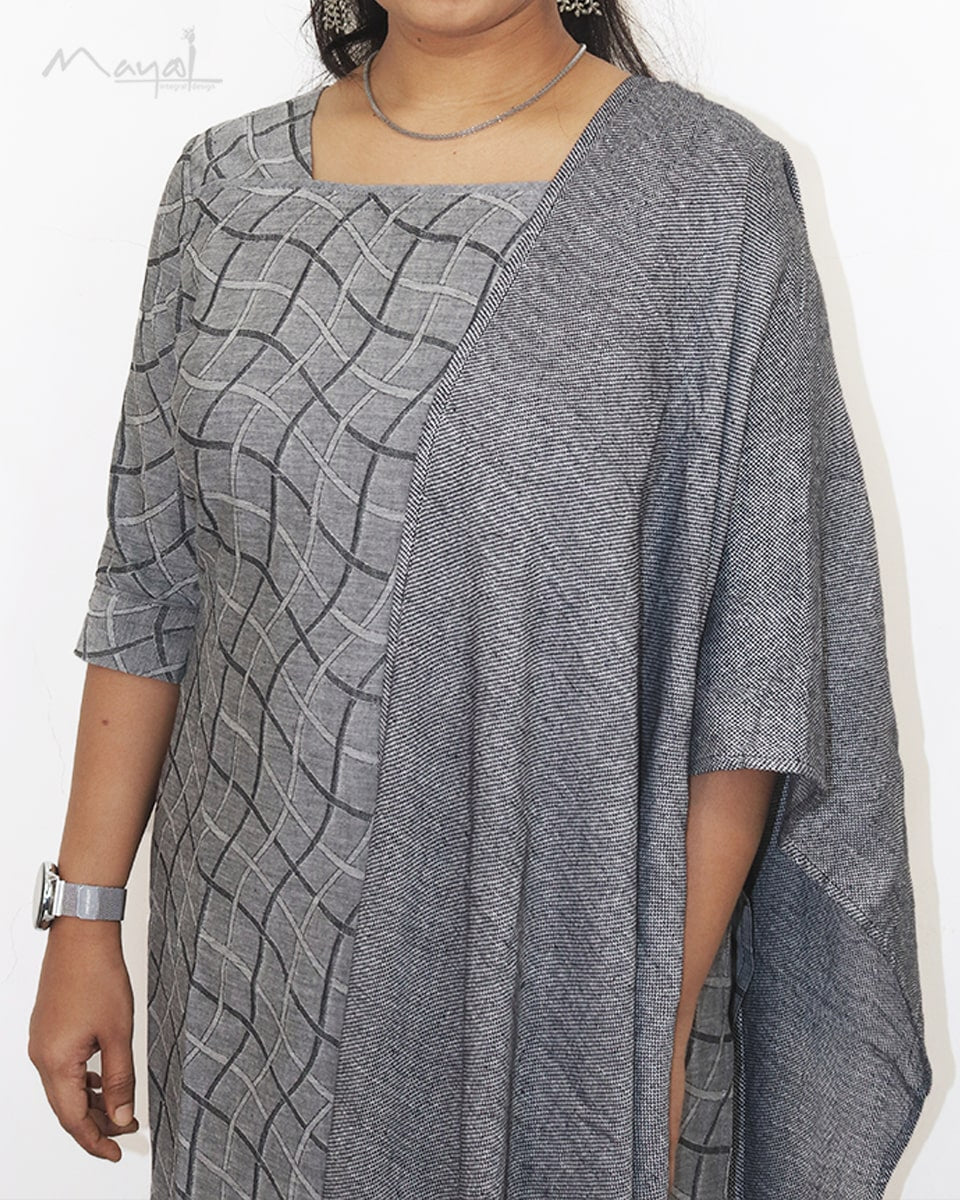 Light Grey Jacquard Cotton Kurta