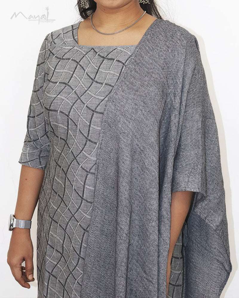 Light Grey Jacquard Cotton Kurta
