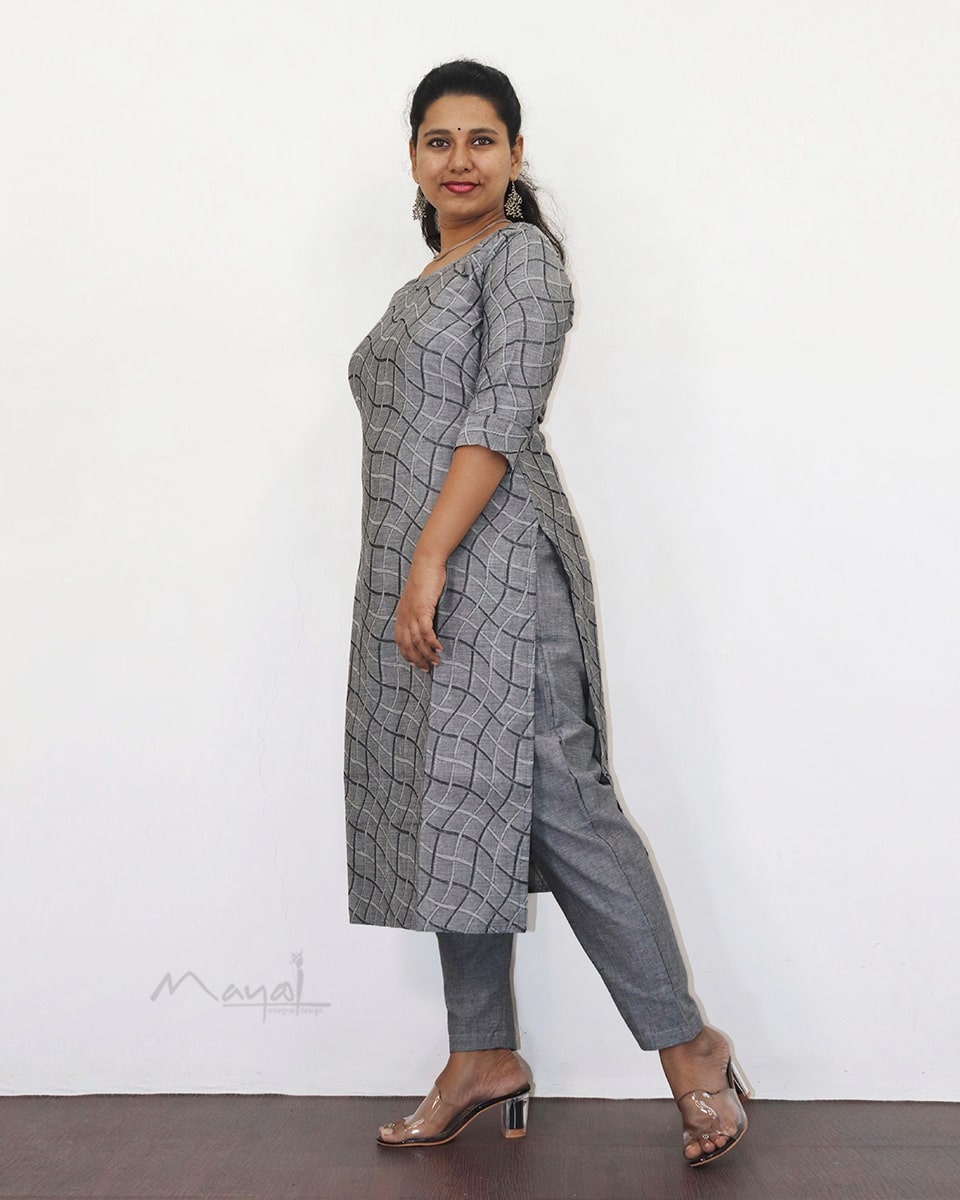 Light Grey Jacquard Cotton Kurta