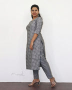 Light Grey Jacquard Cotton Kurta