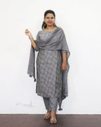 Light Grey Jacquard Cotton Kurta