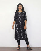 Grey Black Ikat Kurta