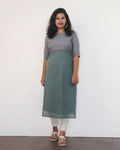 Grey Blue Patchwork Cotton Kurta