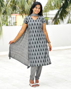 Grey Arrow Cotton Kurta