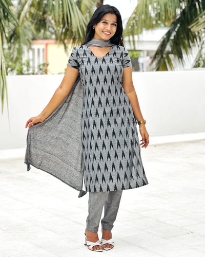 Grey Arrow Cotton Kurta
