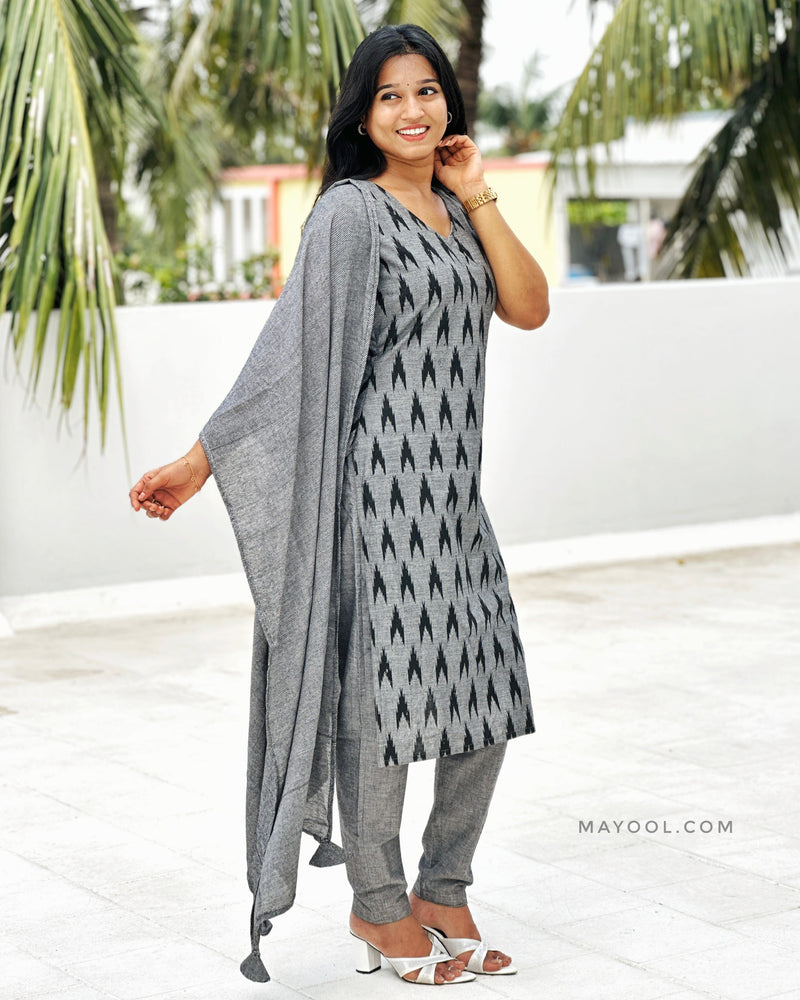 Grey Arrow Cotton Kurta
