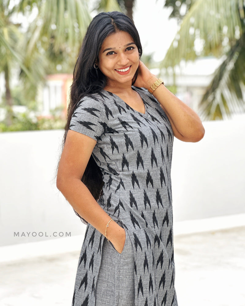 Grey Arrow Cotton Kurta