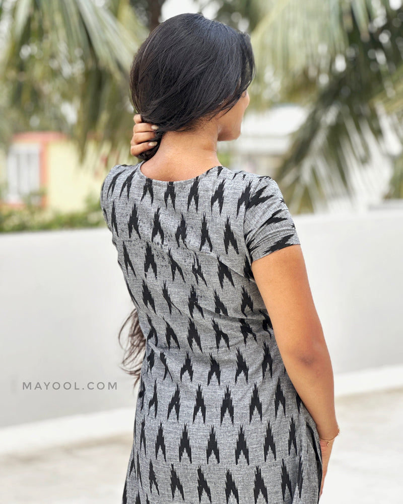 Grey Arrow Cotton Kurta