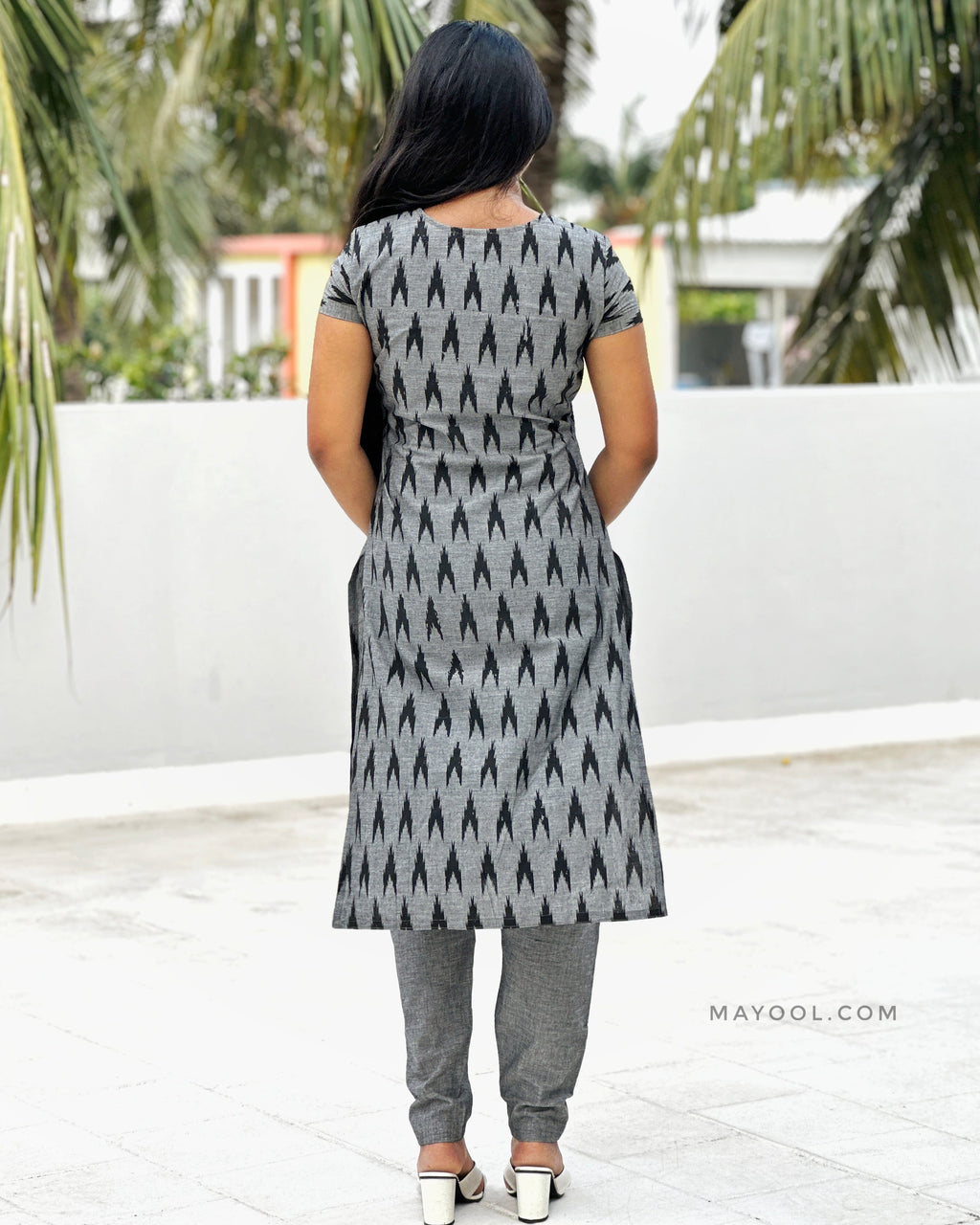 Grey Arrow Cotton Kurta