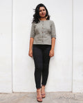 Smoke Grey Front Button Short Top