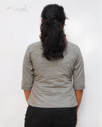 Smoke Grey Front Button Short Top