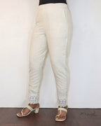 Half-White Textured Lace Work Formal Pant