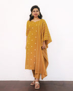 Honey Mustard Cotton Kurta With Dupatta