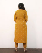 Honey Mustard Cotton Kurta With Dupatta
