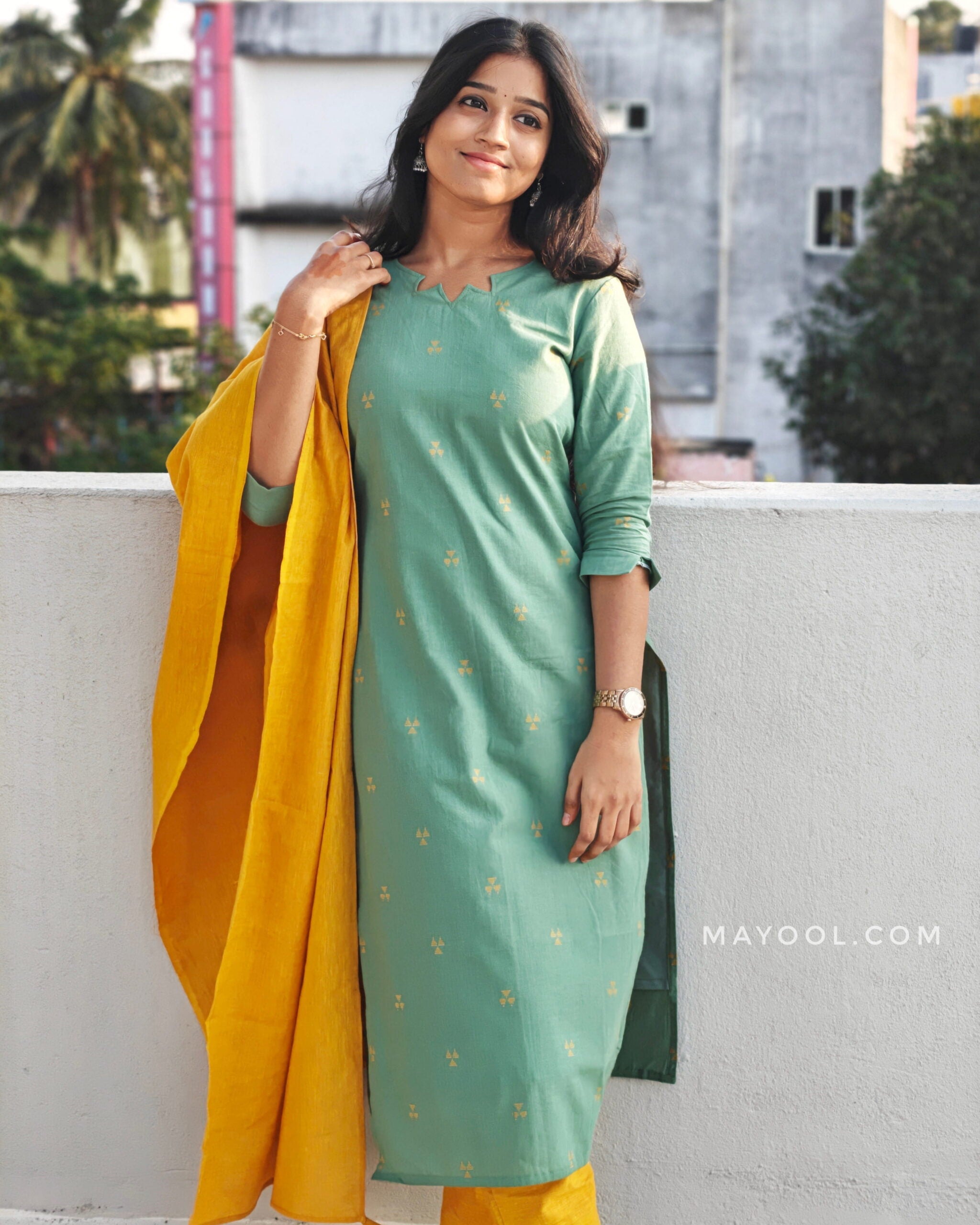 Ocean Green Cotton Kurta