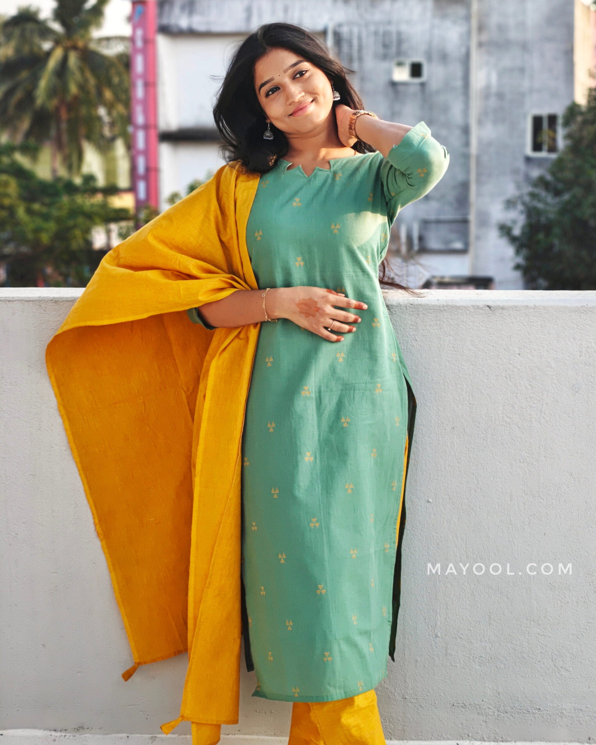 Ocean Green Cotton Kurta