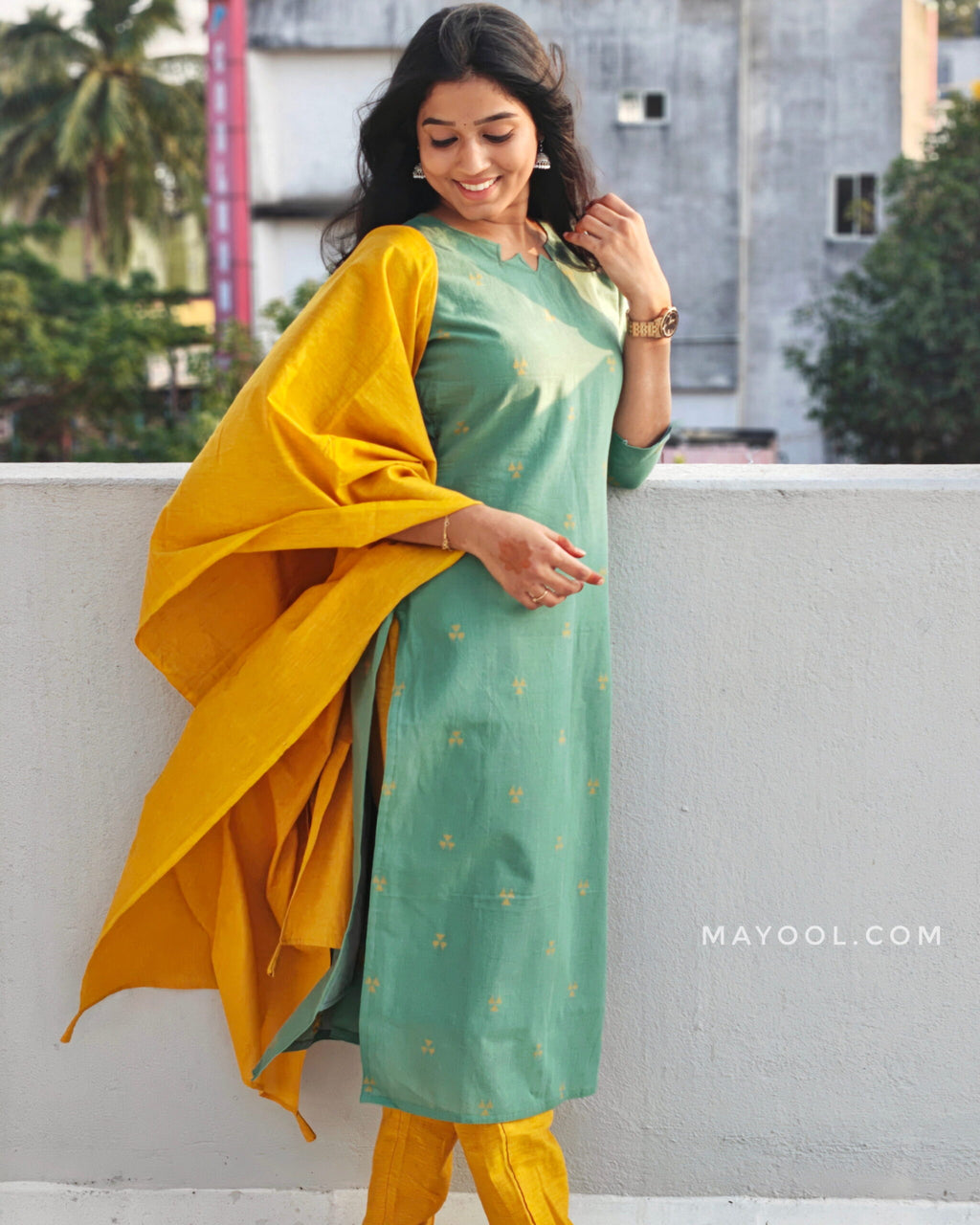 Ocean Green Cotton Kurta