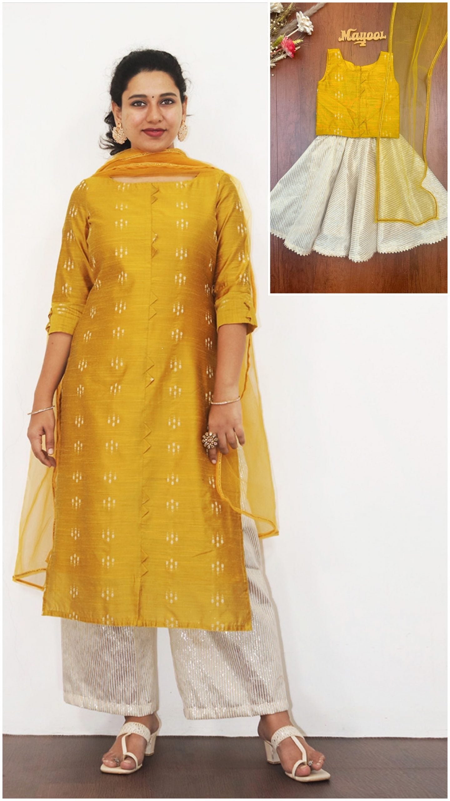 Golden Yellow Silk Cotton Kids Set