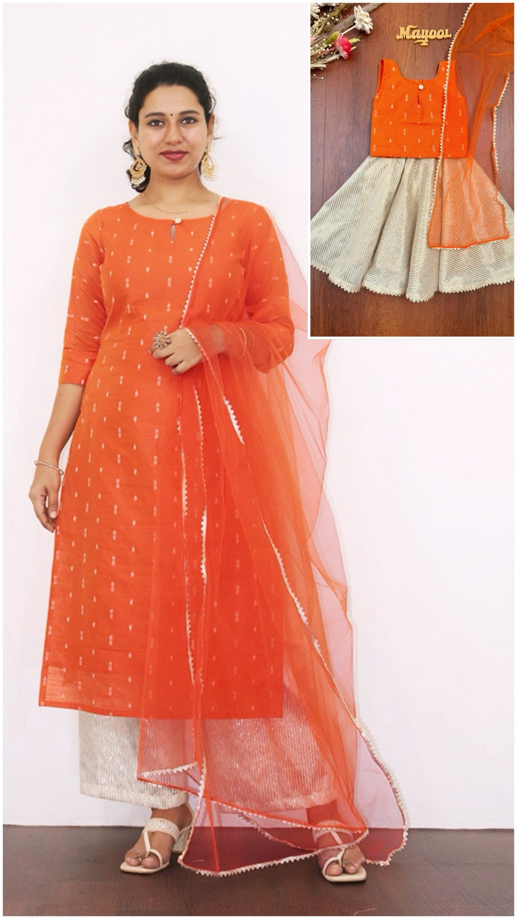 Pumpkin Orange Silk Cotton Kids Set
