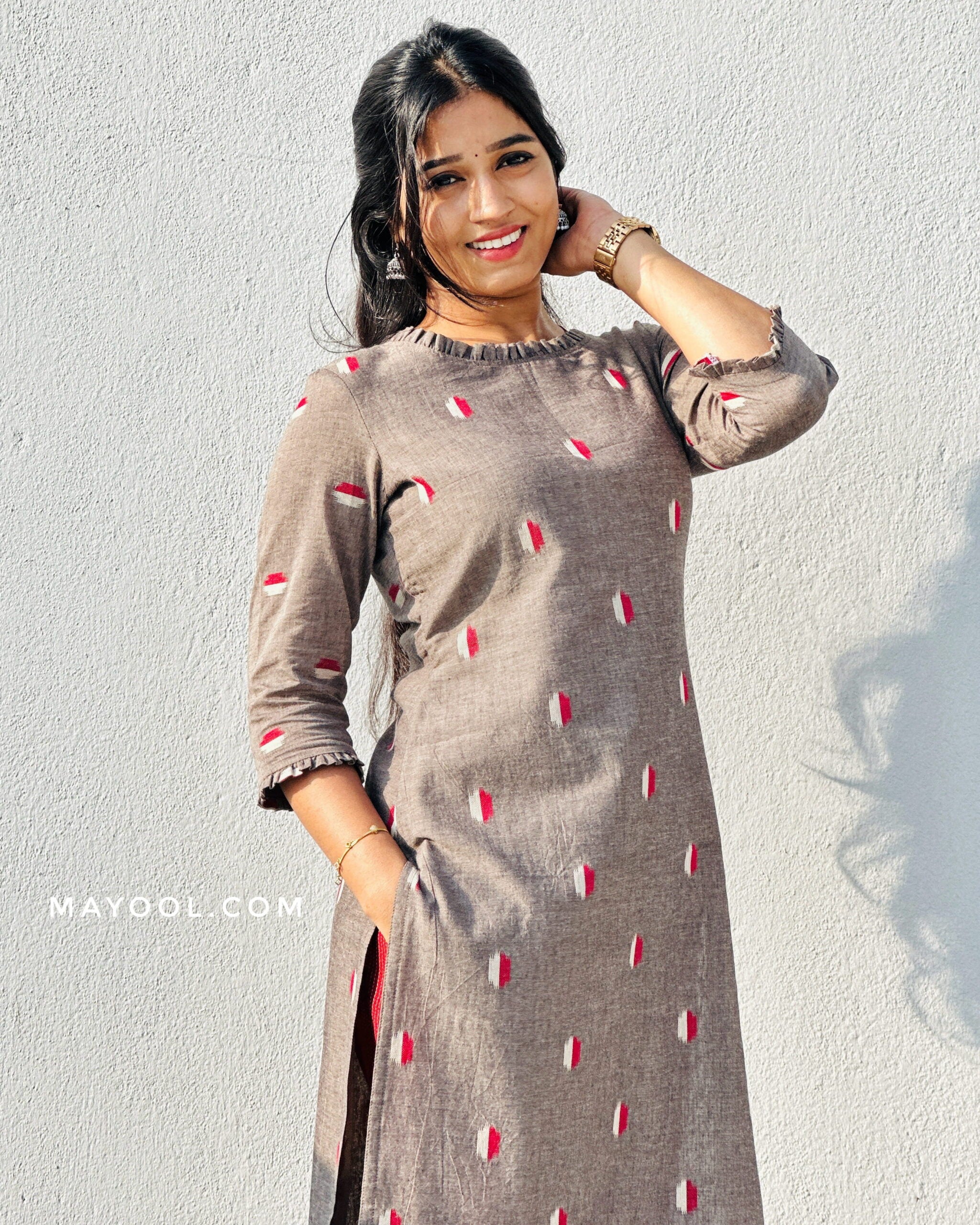 Mouse Grey Cotton Kurta