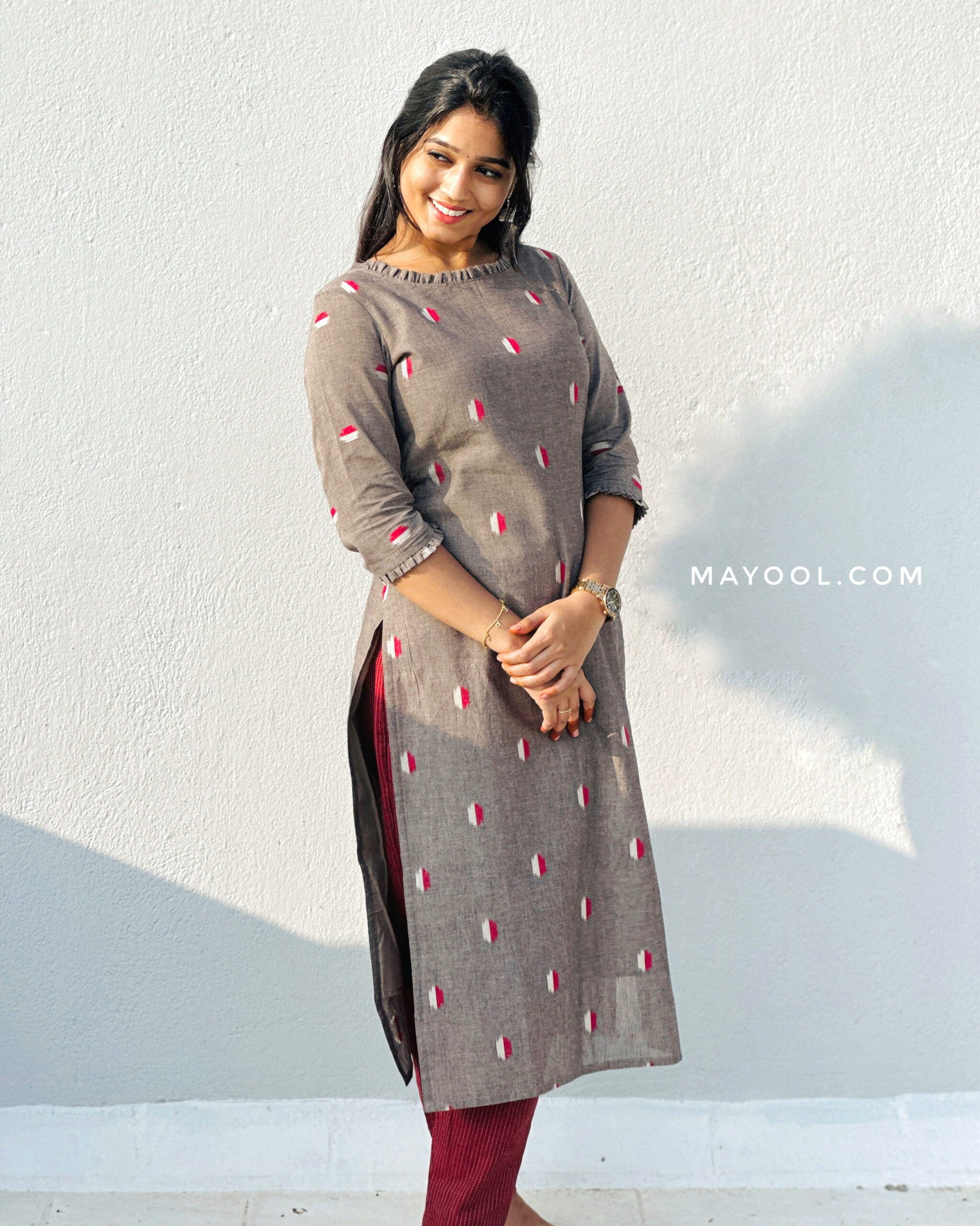 Mouse Grey Cotton Kurta