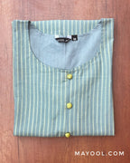 Powder Blue Stripe Cotton Kurta