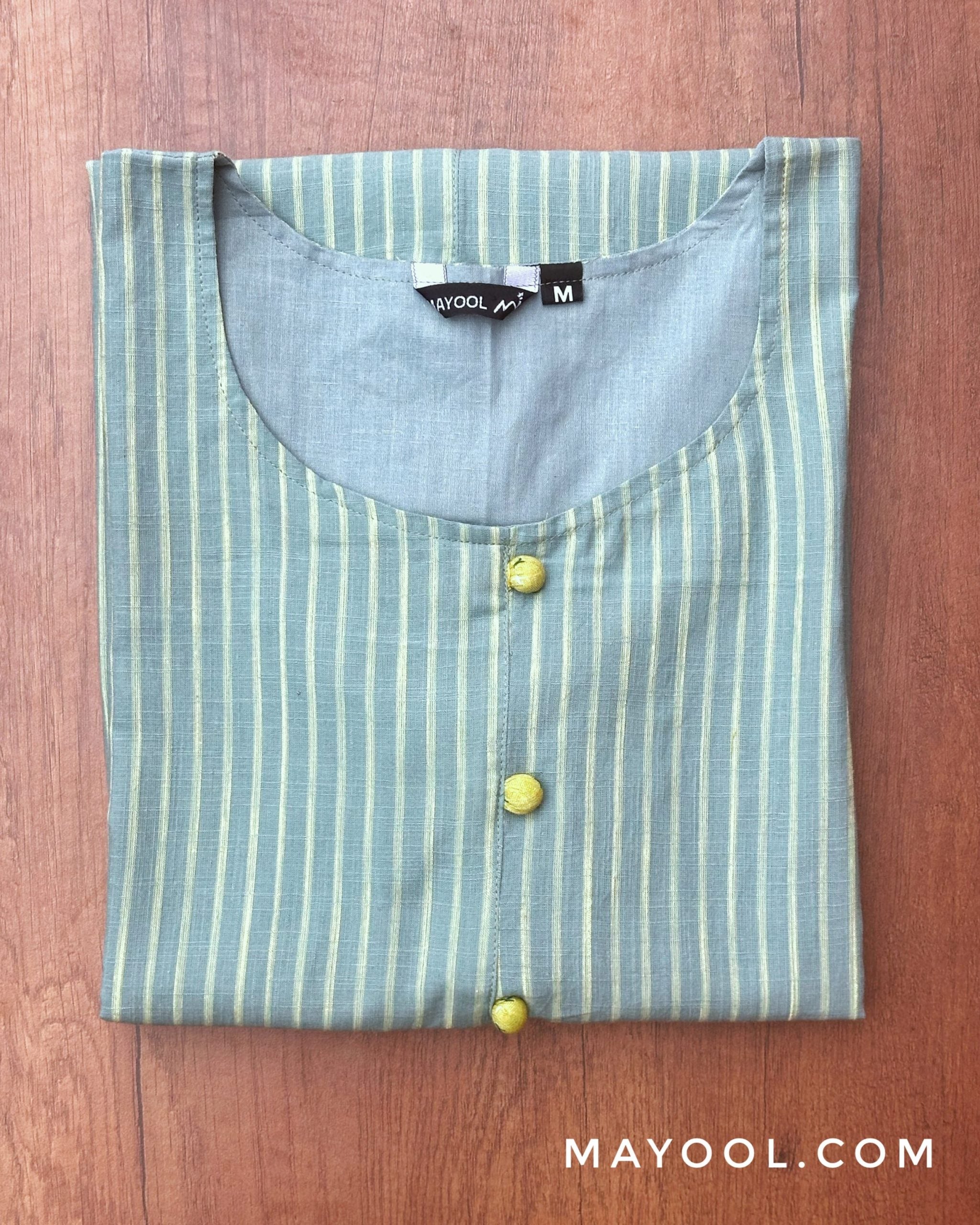 Powder Blue Stripe Cotton Kurta