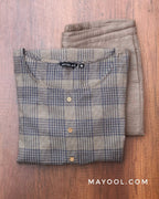 Beige Blue Stripe Cotton Kurta