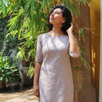 Almond Self Design Jacquard Cotton Kurta
