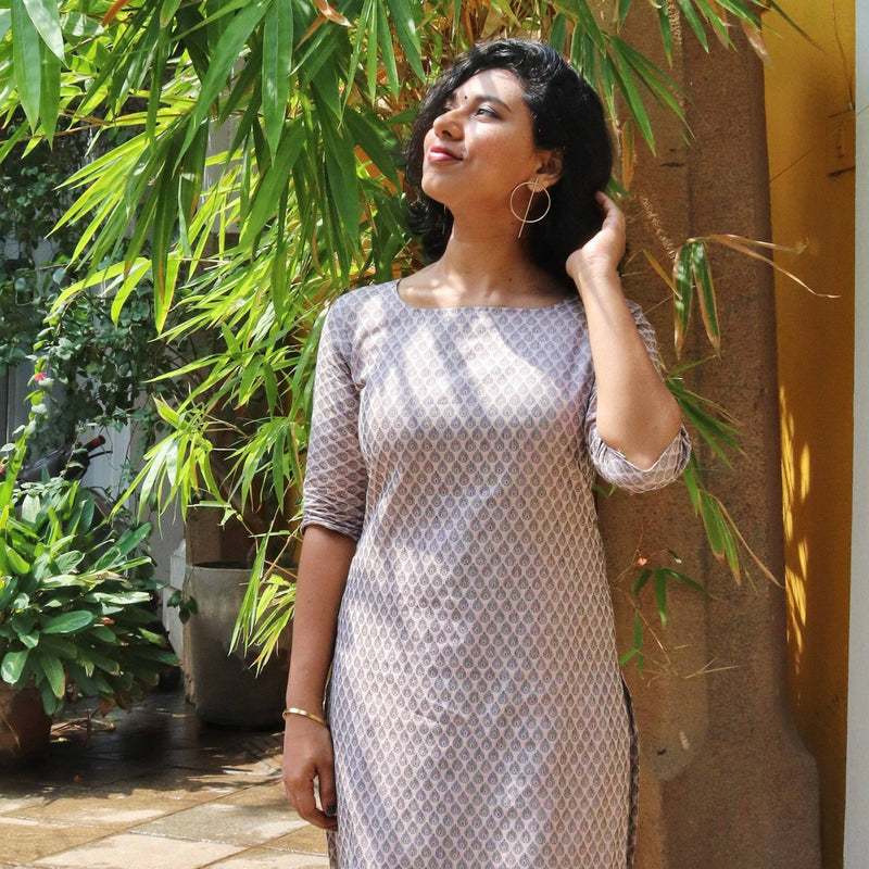 Almond Self Design Jacquard Cotton Kurta