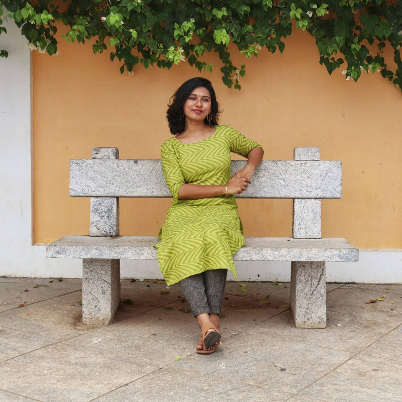 Light Green Self-Design Jacquard Cotton Kurta